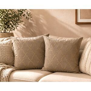 2 Rodeo Home Feather Throw Square Pillows Geometric Brown and Gold Size 20x20